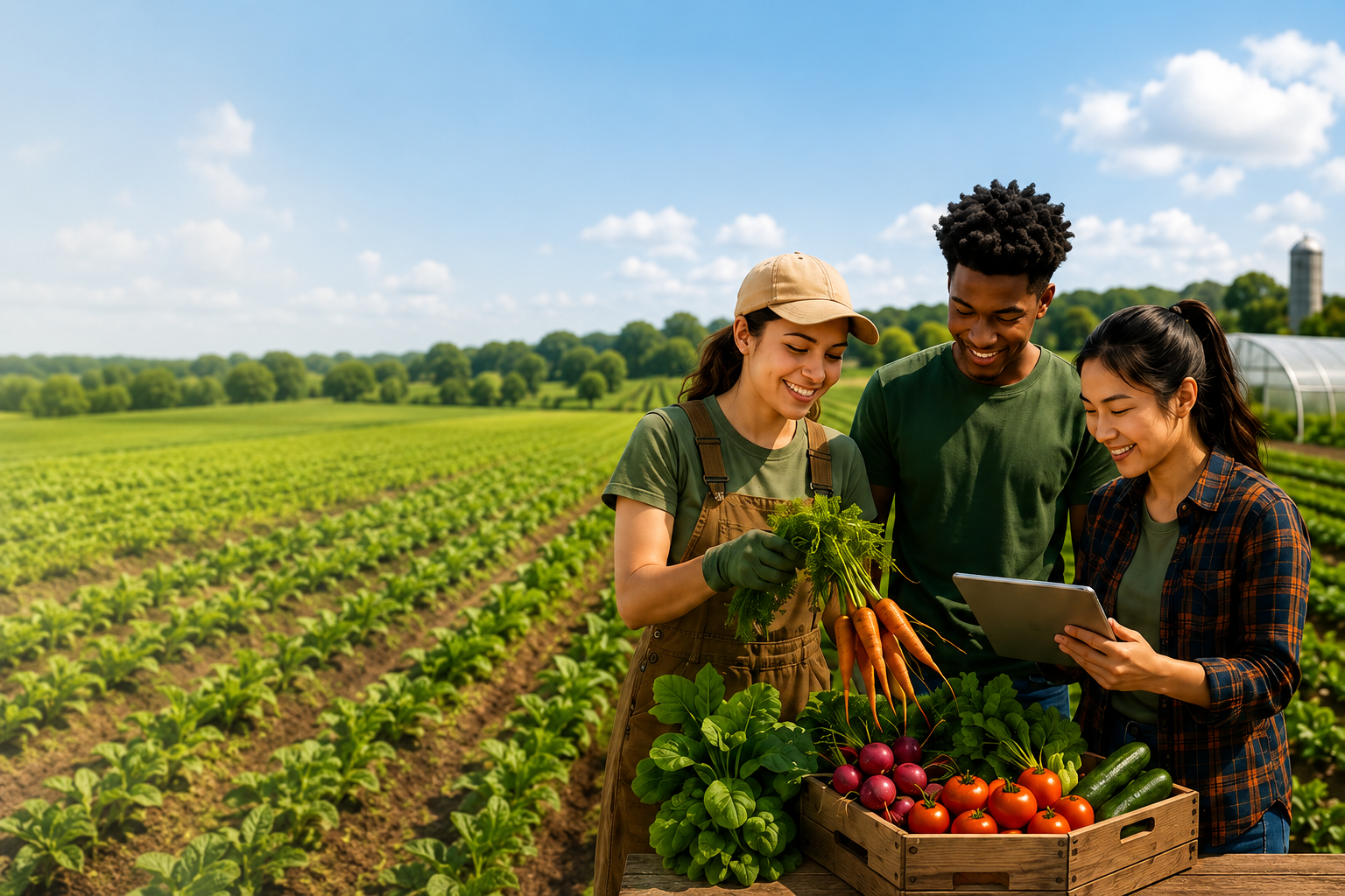 Students working in sustainable agriculture