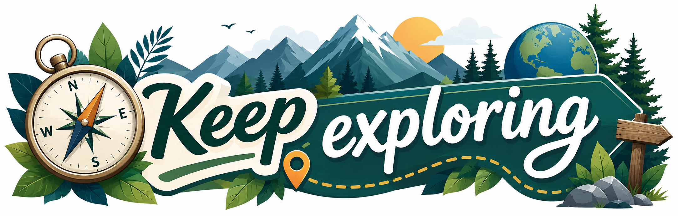 Keep exploring with a compass, mountains, and Earth